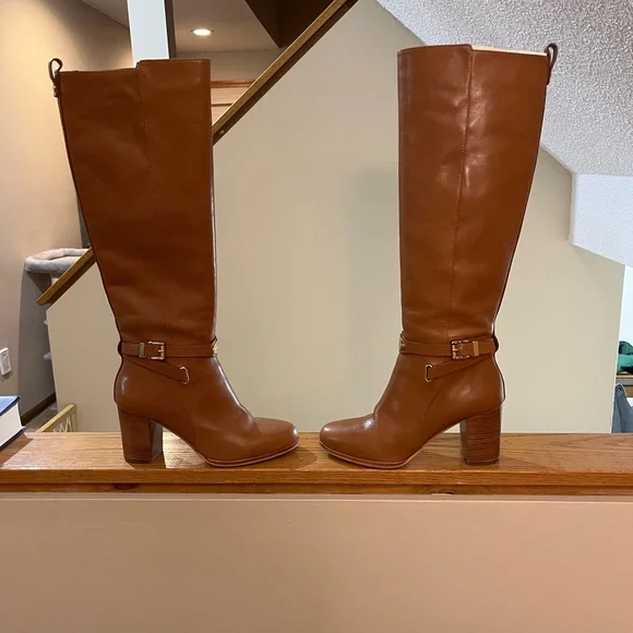 MICHAEL Michael Kors Luggage Color to the Knee Leather Boots - Picture 4 of 5